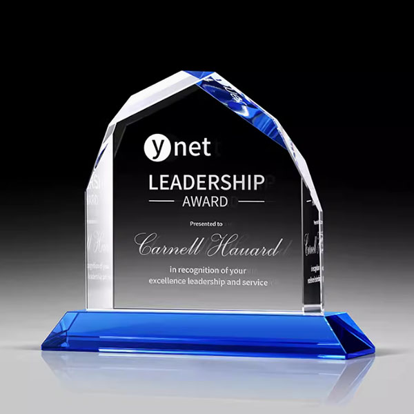 LSGIFTS Optocal Crystal Diamond Award on Cobalt Blue Base -7.5inch