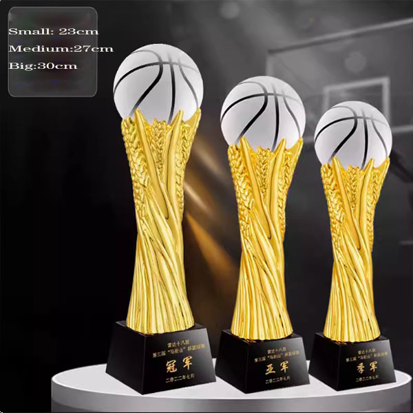 Basketball Resin Trophy With Crystal Base