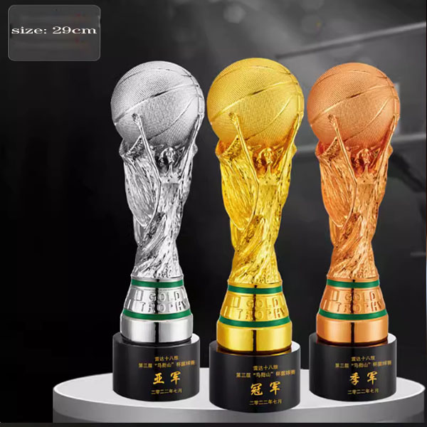 Basketball Resin Trophy With Circular Crystal Base