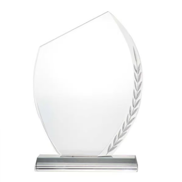 Glass Awards with Engraved Leaf Design