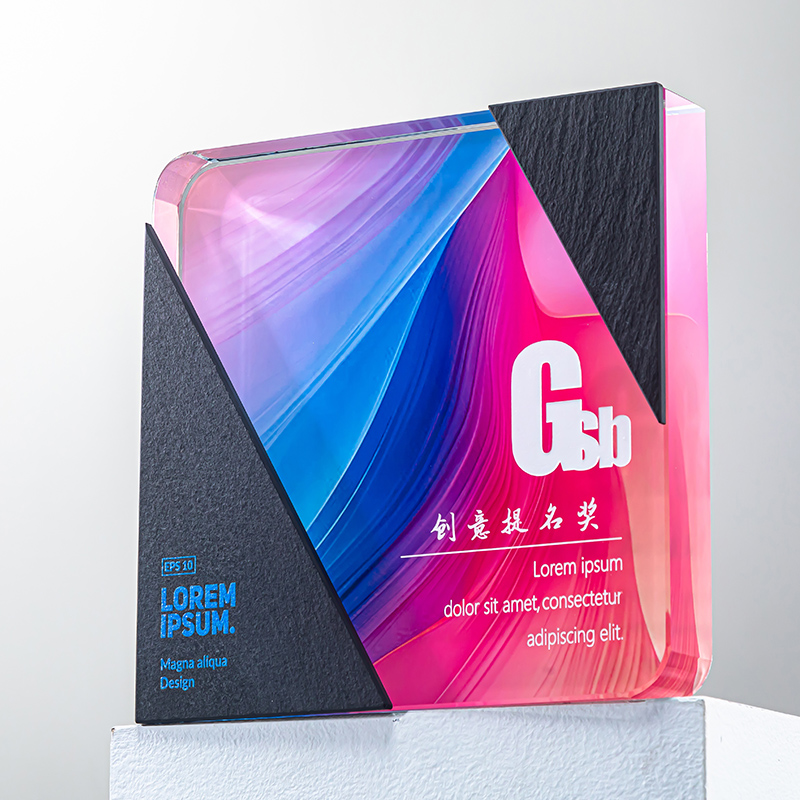  Crystal Cube Award Trophy with Marble