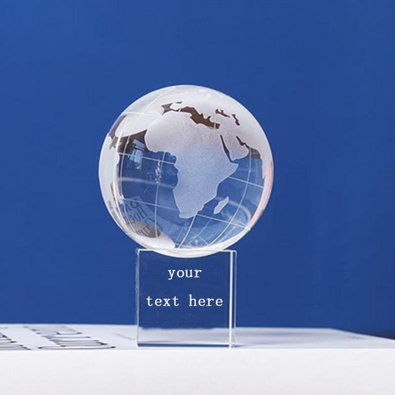 Crystal World Globe (2.2 inch Diameter) On Crystal Display Stand Base