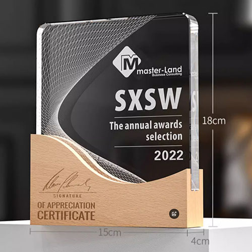 Square Wooden Crystal Awards in Gift Box