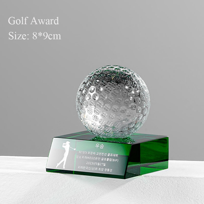 Golf Crystal Award Custom Engraved and Personalized w/t Green Base - 副本
