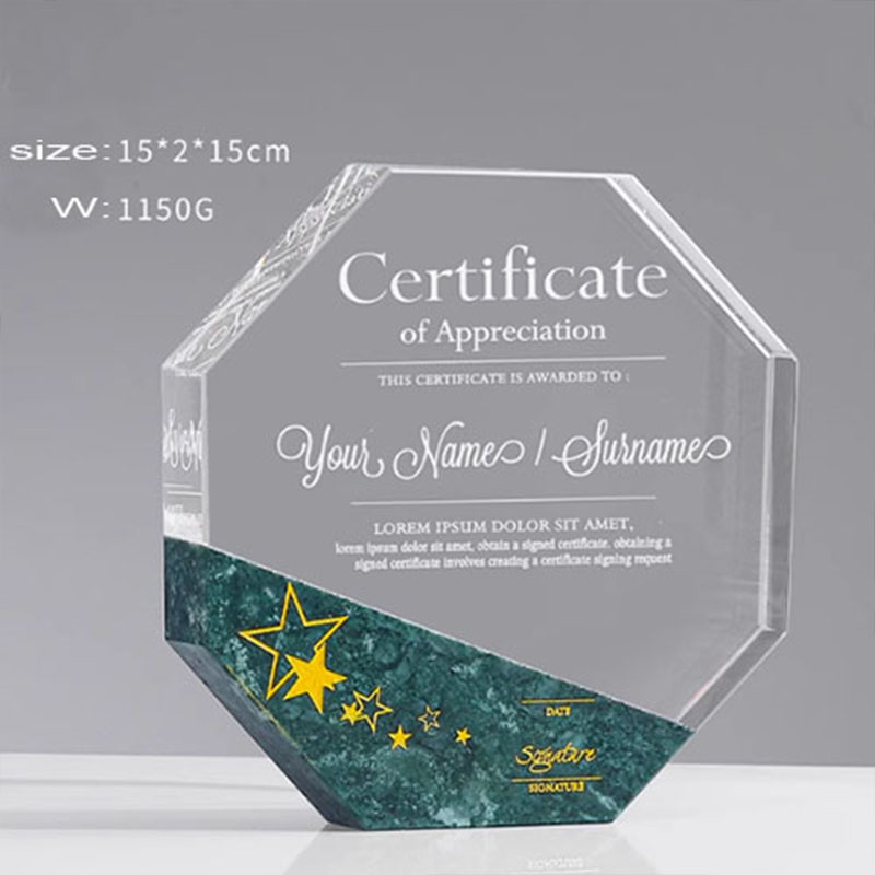 Crystal and Marble Octagonal Trophy - 副本