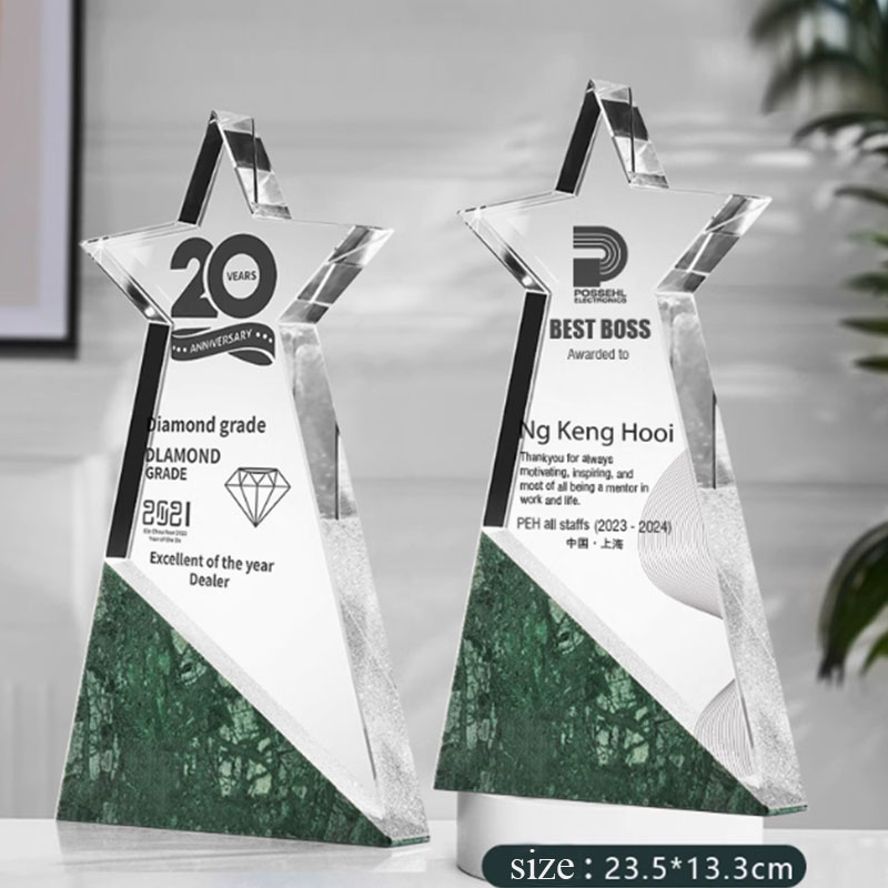 Lvshen Marble Stone Hand Made Crystal Glass Trophy Awards for Business Souvenir Crafts Gifts - 副本