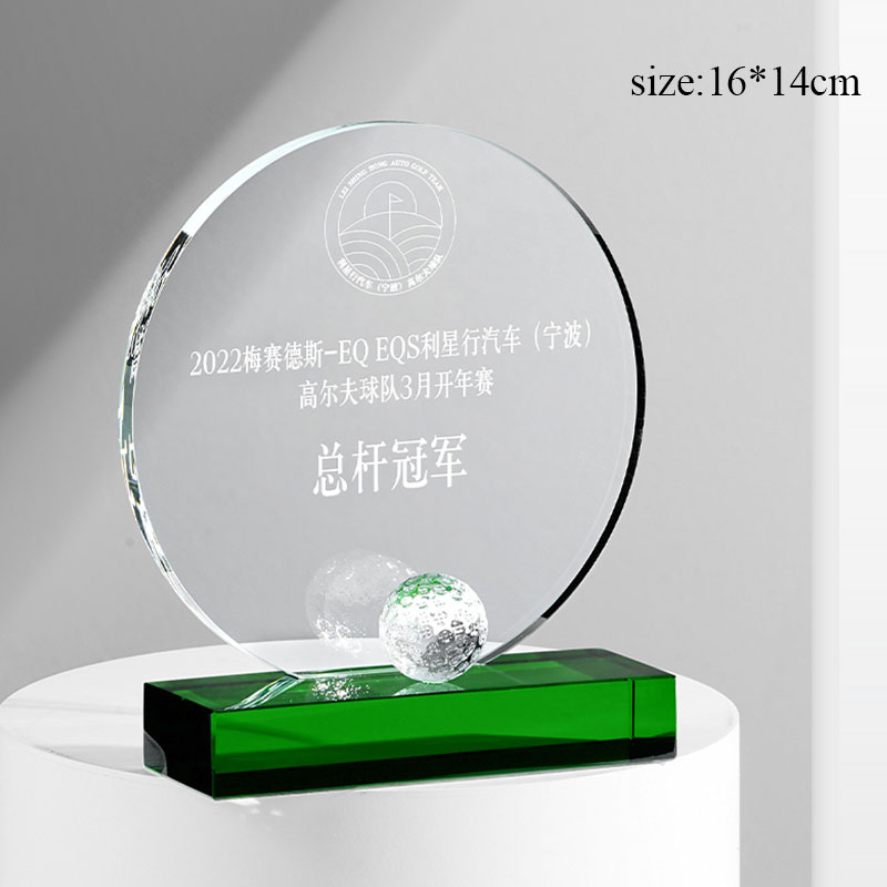 Lvshen Sports Crystal Golf Award with Green Base
